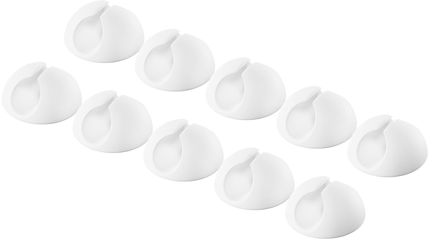 AlzaPower Small Cable Clips, 10pcs, White Cable Organiser