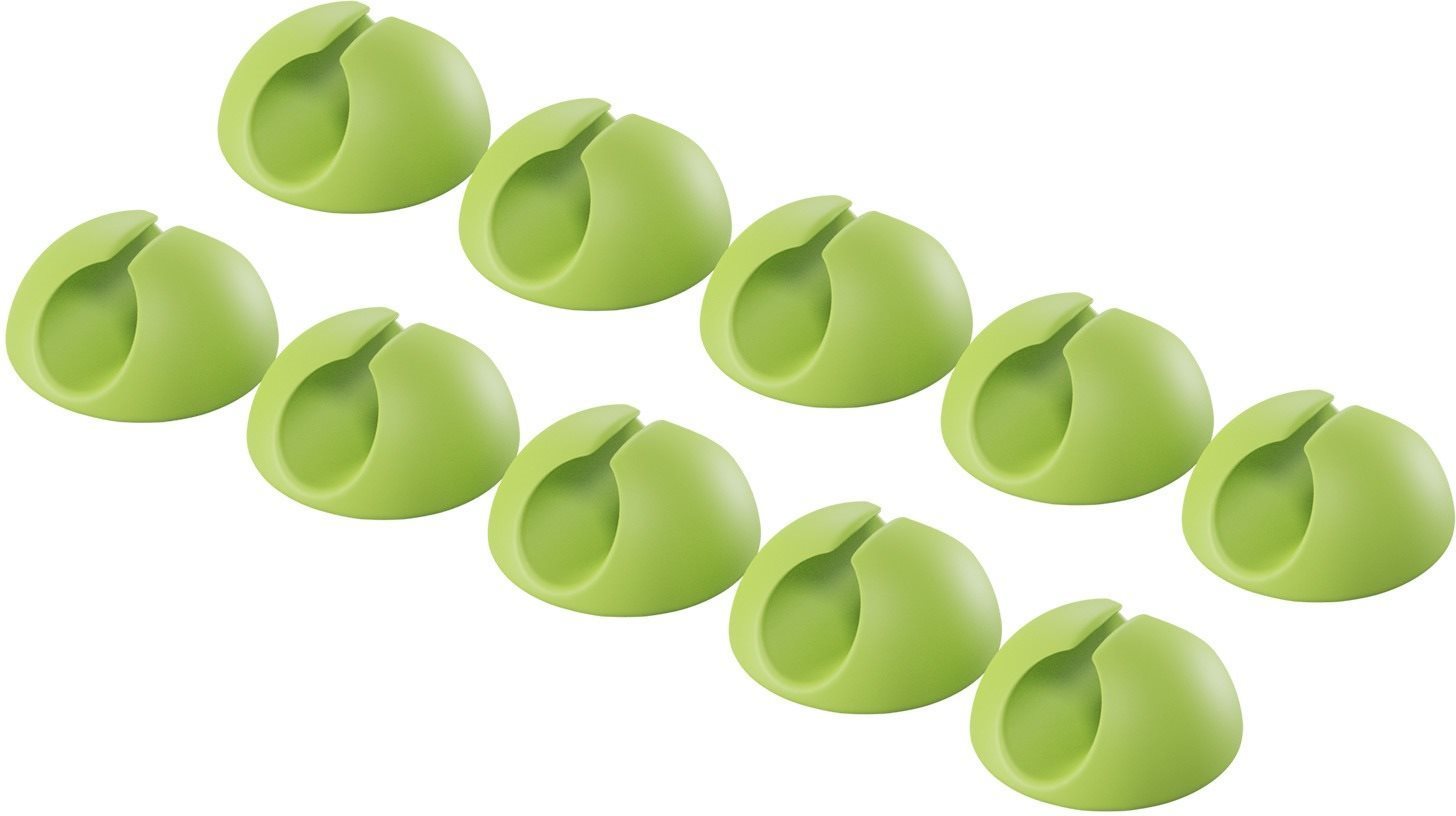 AlzaPower Small Cable Clips, 10pcs, Green Cable Organiser