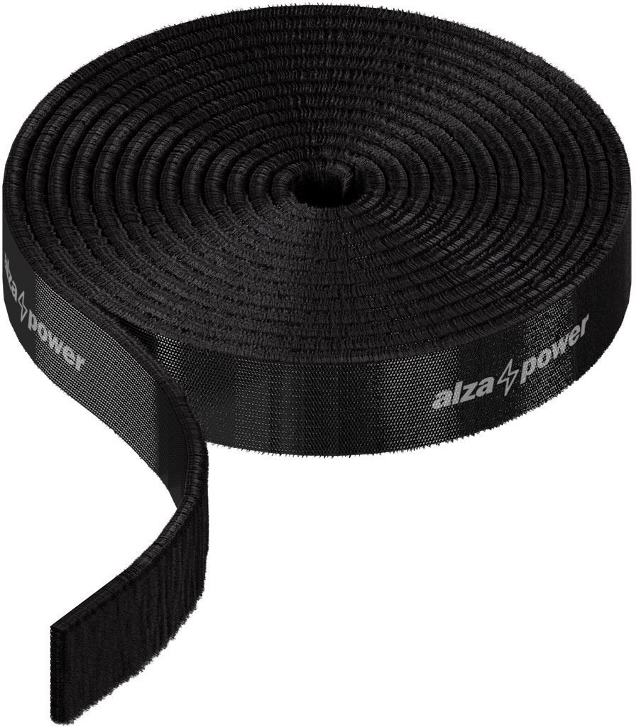 AlzaPower VelcroStrap+ Roll, 1m, Black Cable Organiser