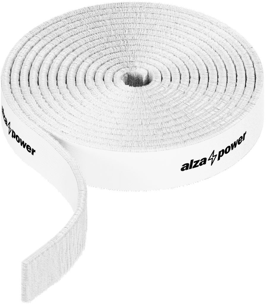 AlzaPower VelcroStrap+ Roll, 1m, White Cable Organiser