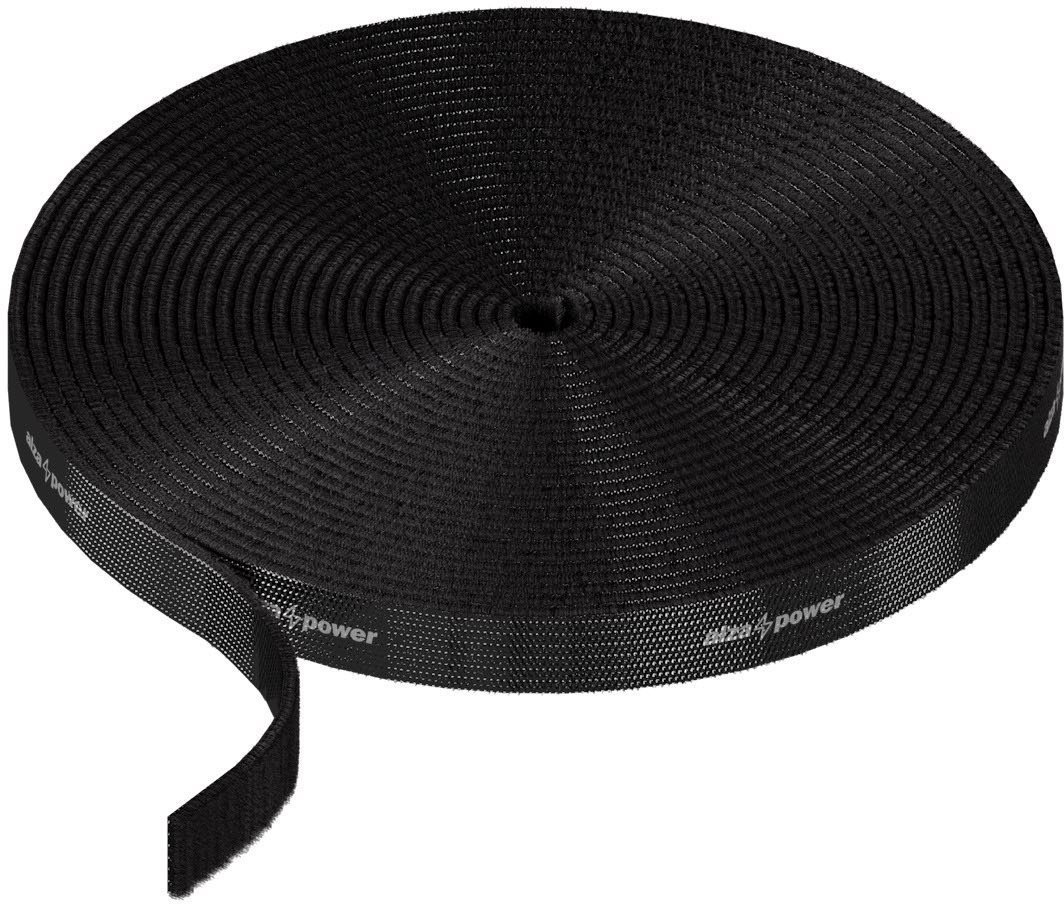 AlzaPower VelcroStrap+ Roll, 3m, Black Cable Organiser