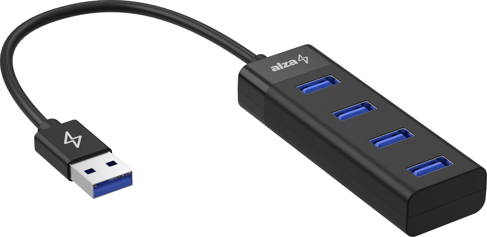AlzaPower Core USB-A (M) für 4 × USB-A (F) - schwarz USB Hub