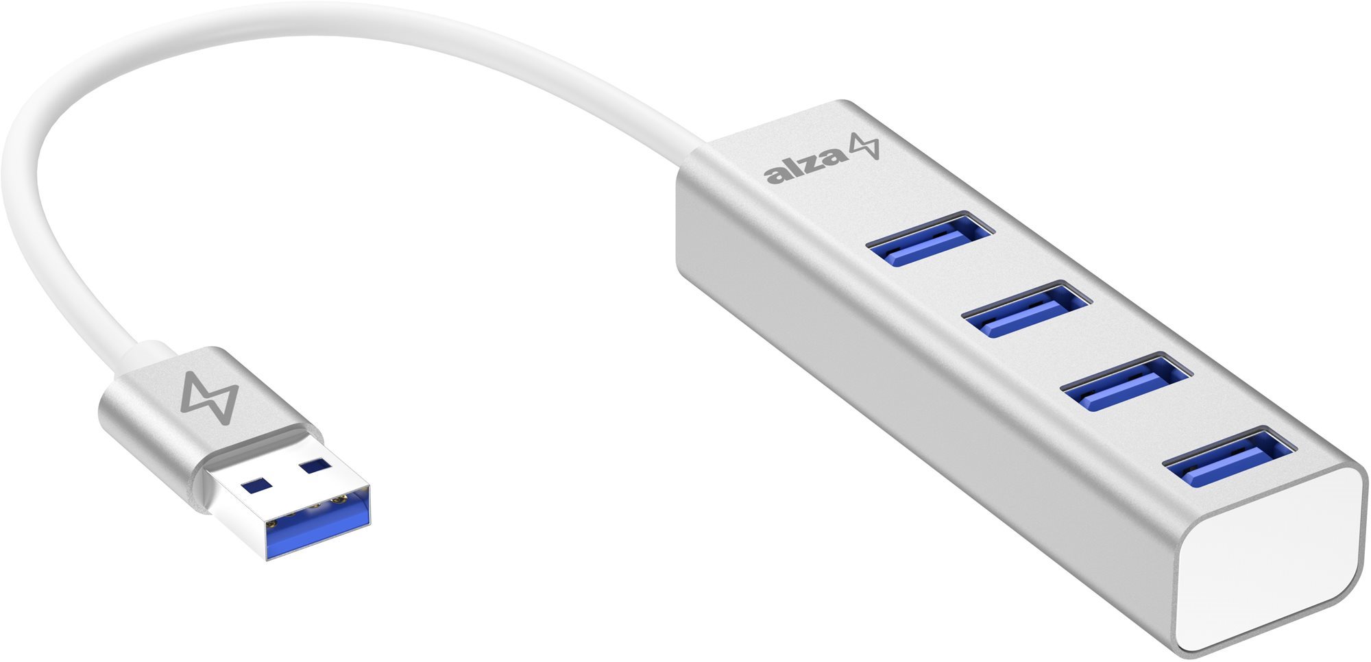 AlzaPower AluCore USB-A (M) für 4× USB-A (F) Silber USB Hub