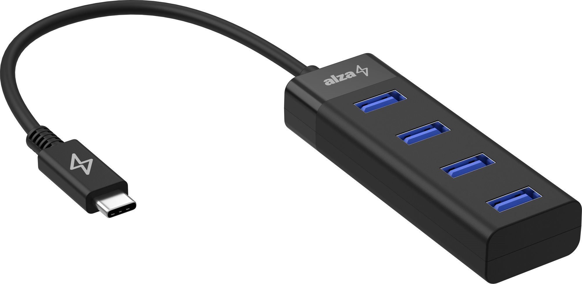 AlzaPower Core USB-C (M) für 4 × USB-A (F) - schwarz USB Hub