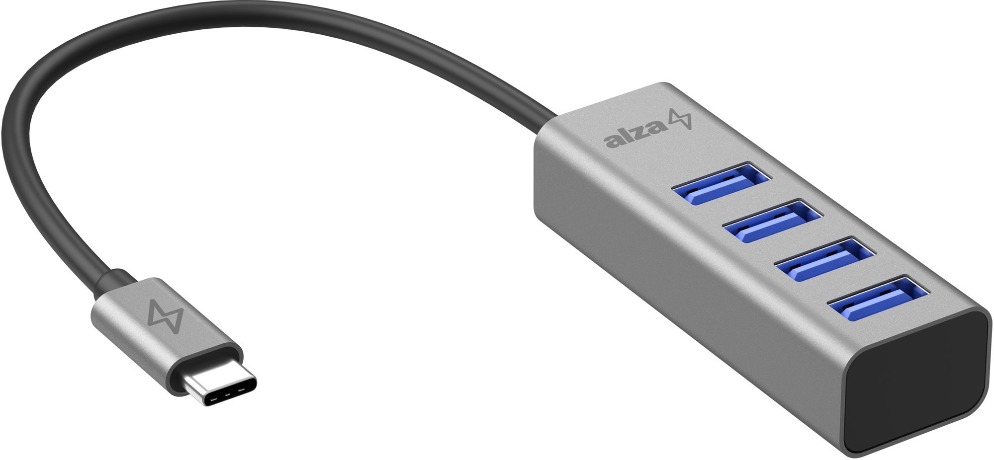 AlzaPower AluCore USB-C (M) na 4× USB-A (F) vesmírno-sivá USB hub