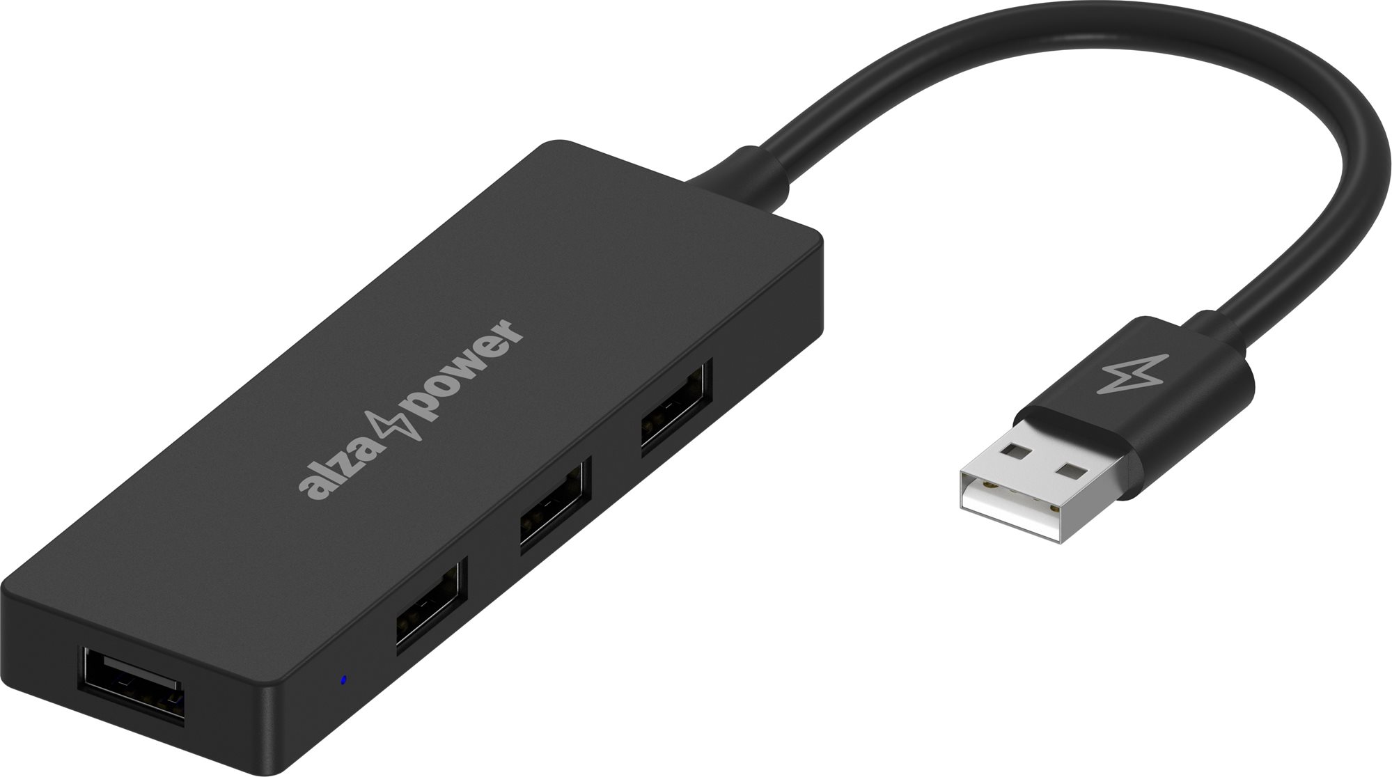 AlzaPower FlatCore USB-A (M) na 4× USB-A 2.0 (F) čierny USB hub