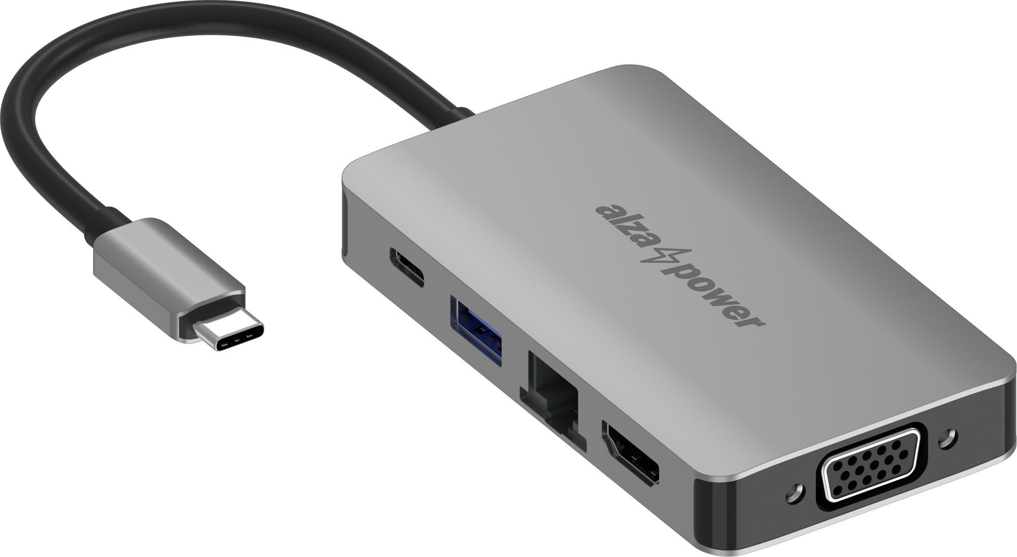 AlzaPower Metal USB-C Dock Station 6in1 - asztroszürke Dokkoló...