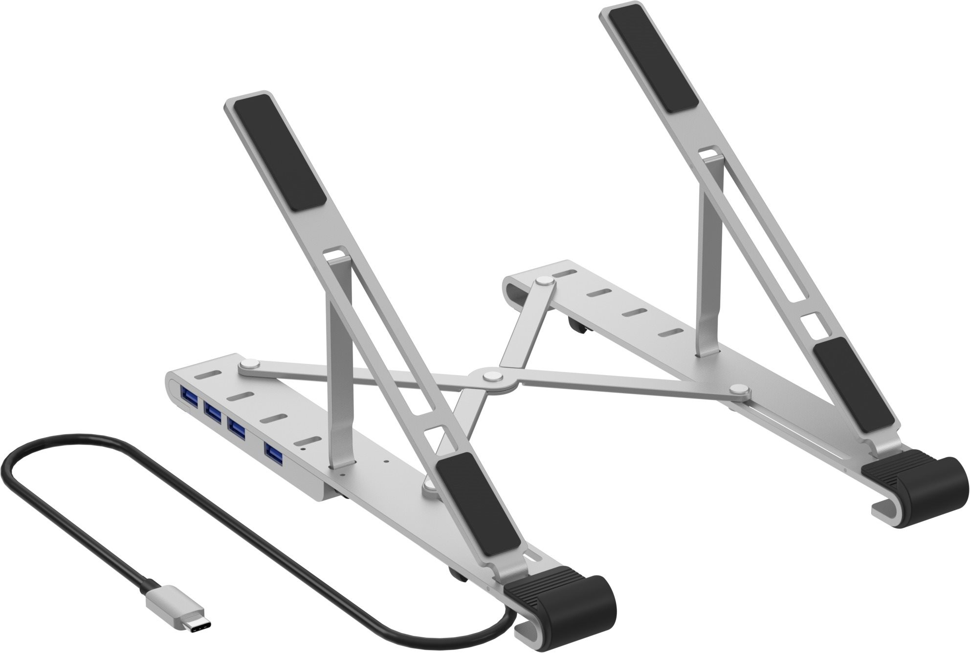 AlzaPower Metal USB-C Dock Station mit Ständer 5in1 - silber...