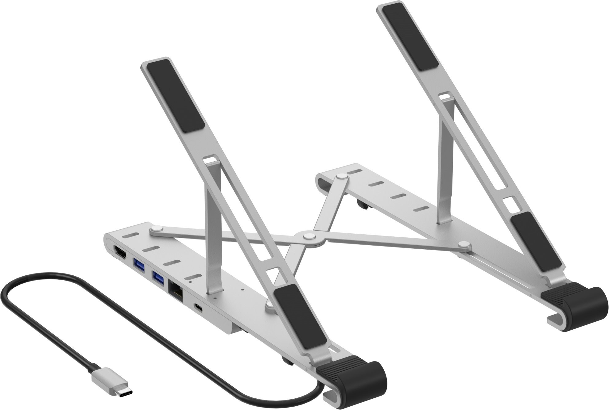 AlzaPower Metal USB-C Dock Station with Stand 6 in 1 strieborná...