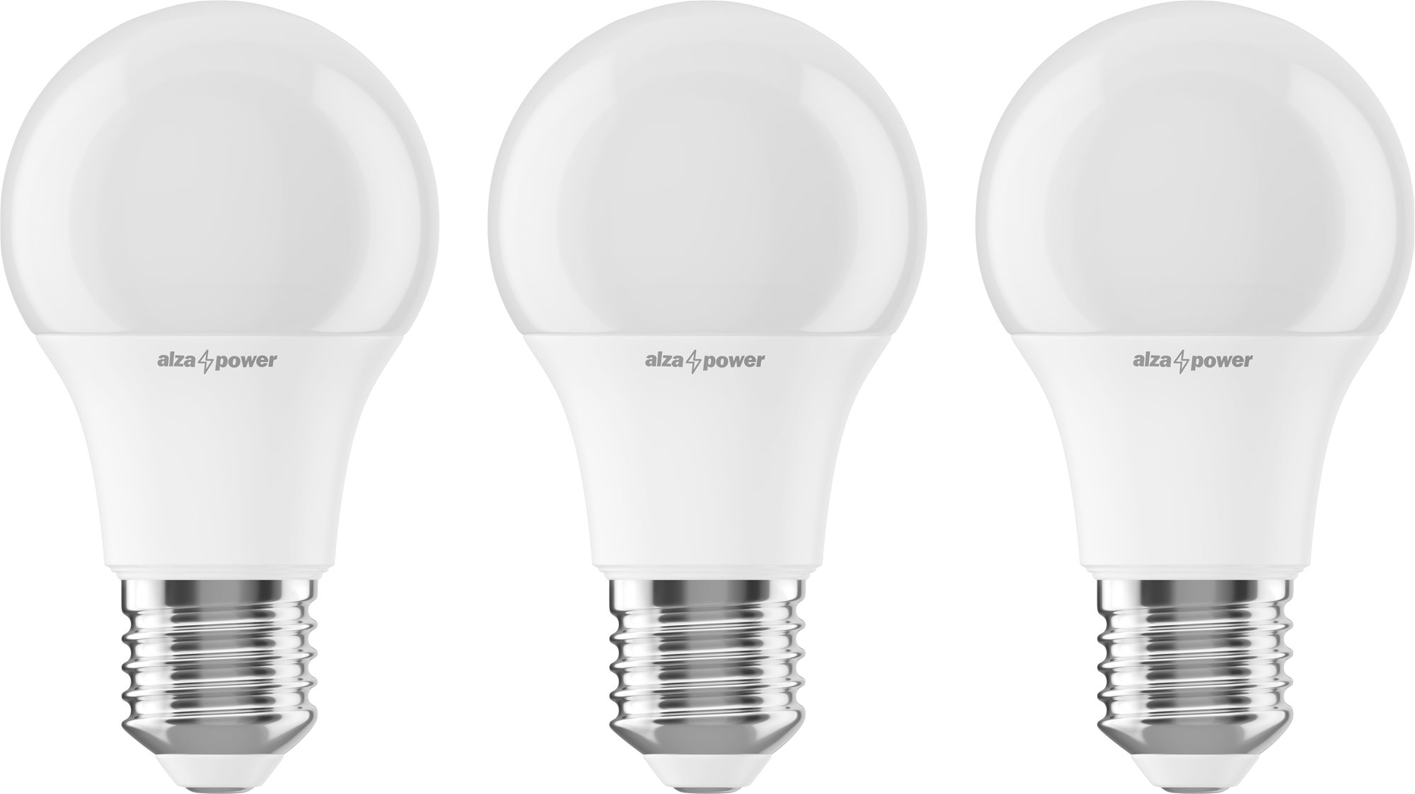 AlzaPower LED 9 – 60 W, E27, 2 700 K, súprava 3 ks LED žiarovka
