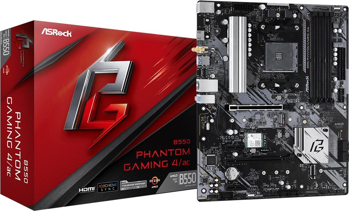 ASROCK B550 Phantom Gaming 4/ac Motherboard