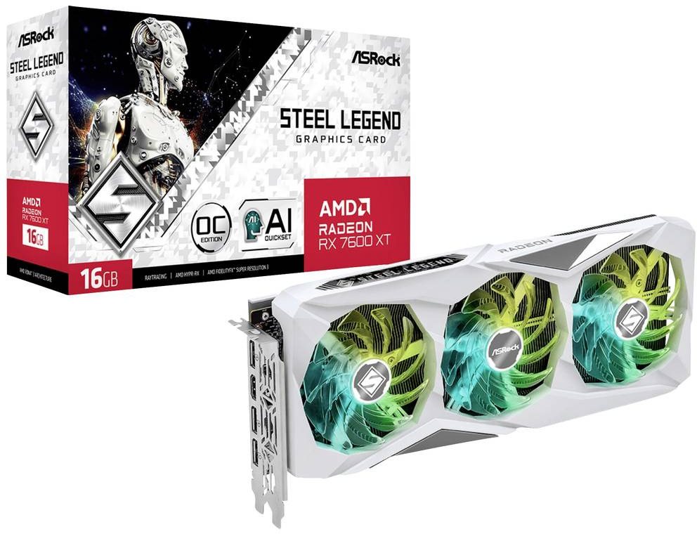 ASROCK Radeon RX 7600 XT Steel Legend 16GB OC Videókártya