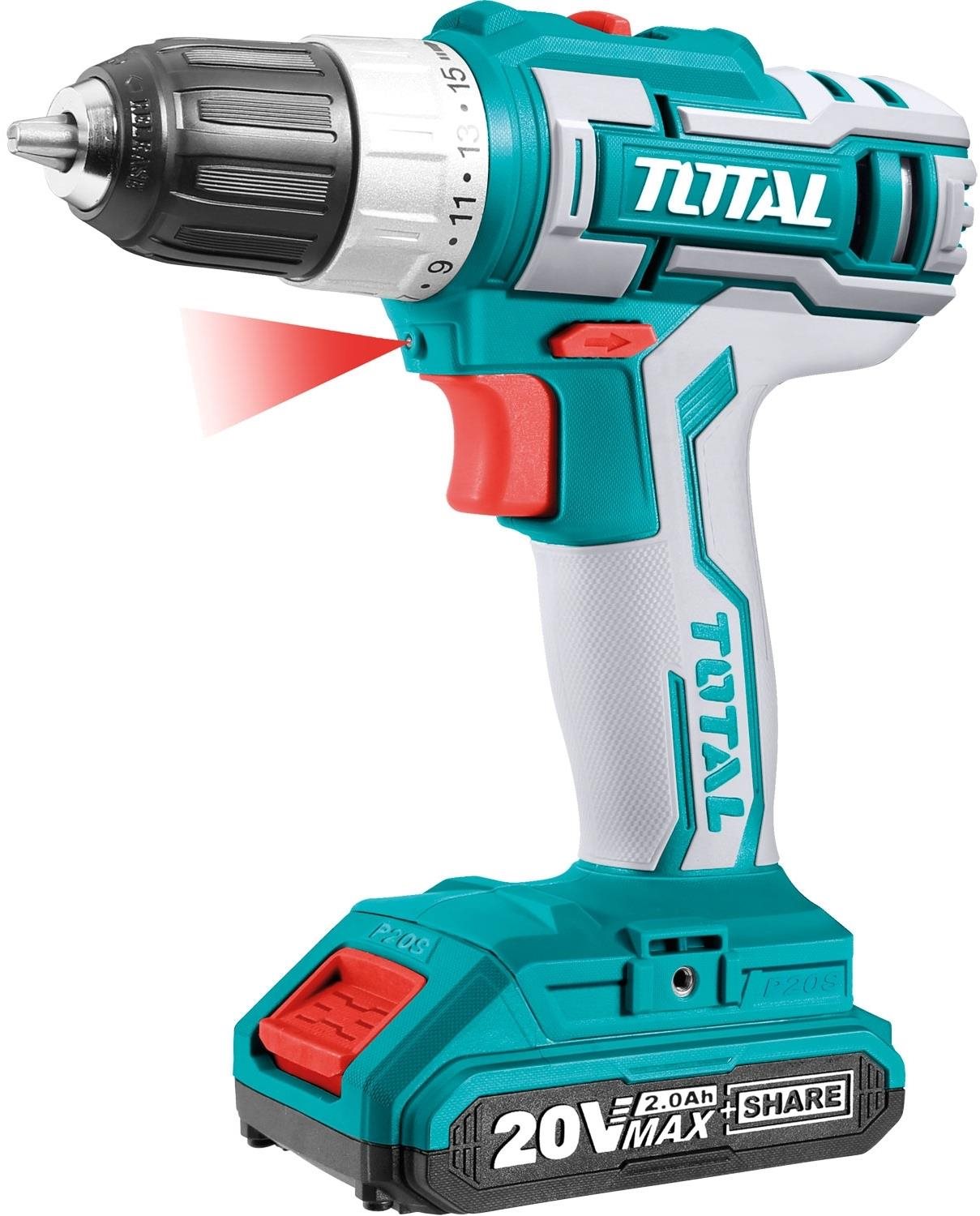TOTAL-TOOLS Vŕtací skrutkovač aku, 20 V Li-Ion, 2000 mAh,...