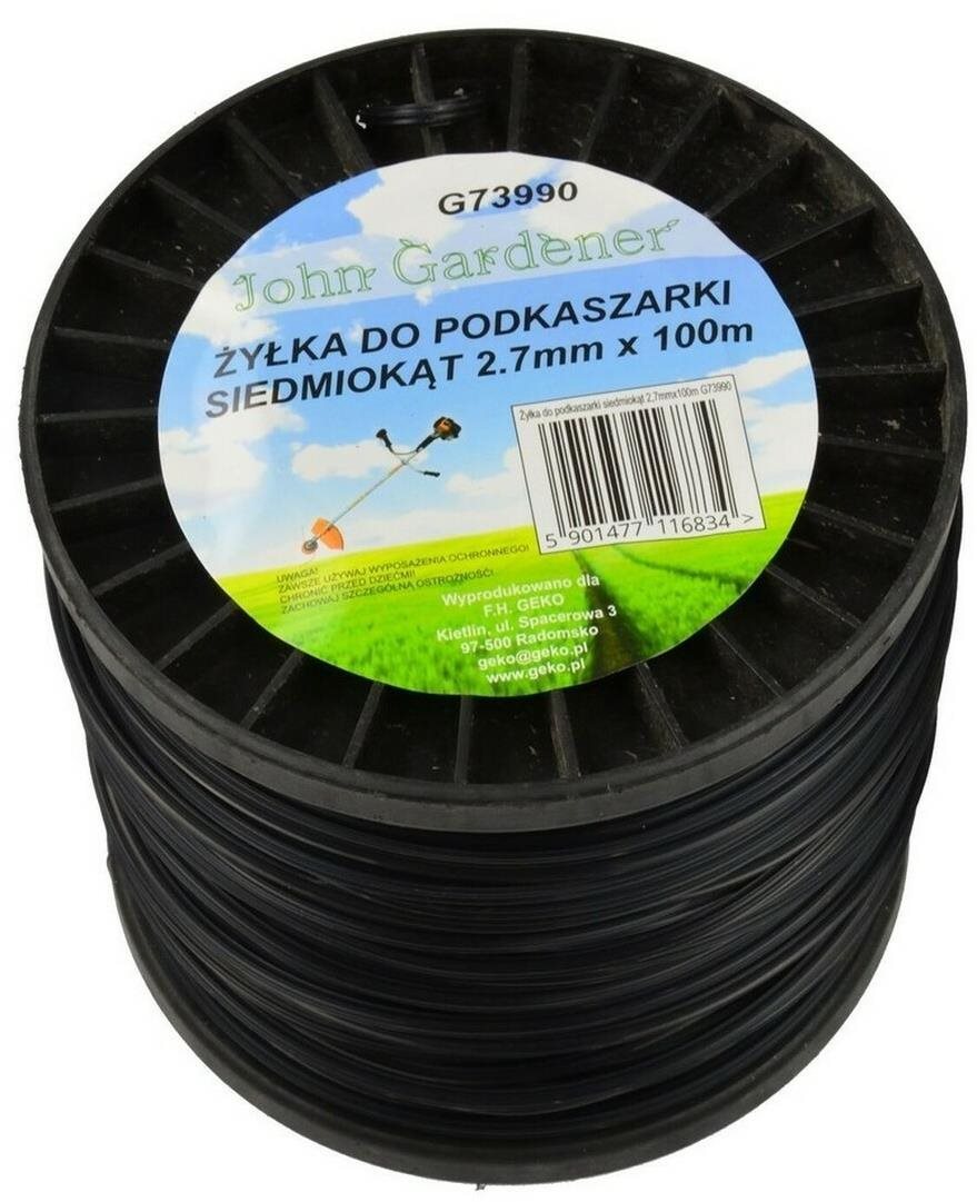 GEKO Struna do kosačky čierna, 2,7 mm, 100 m, sedemhran, nylon...