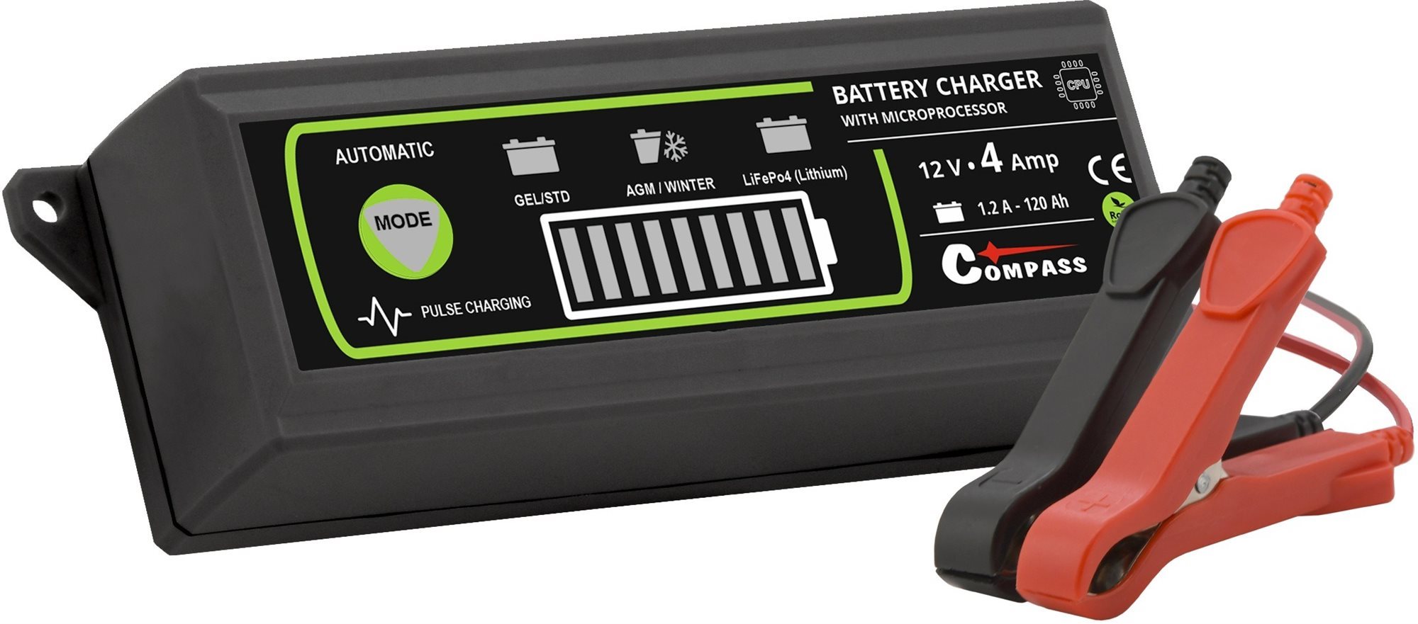 COMPASS - Nabíjačka akumulátorov s mikroprocesorom, 4 A 12 V PB/GEL...