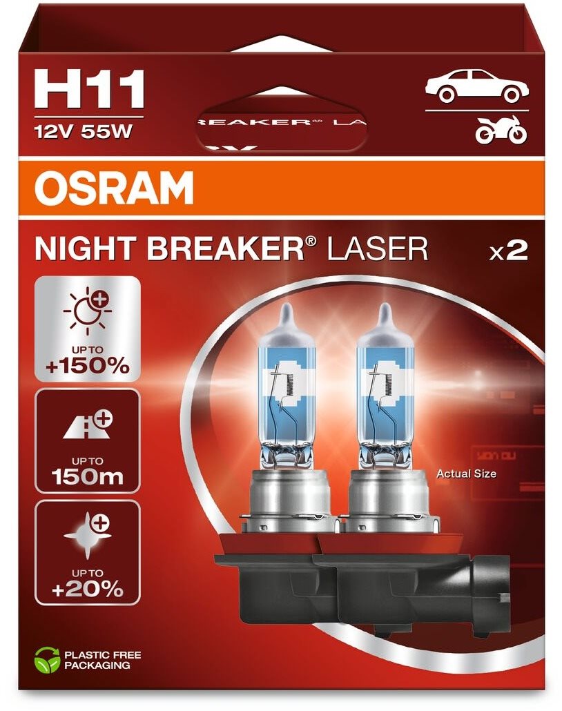 OSRAM H11 Night Breaker Laser Next Generation + 150 %, 2 ks...