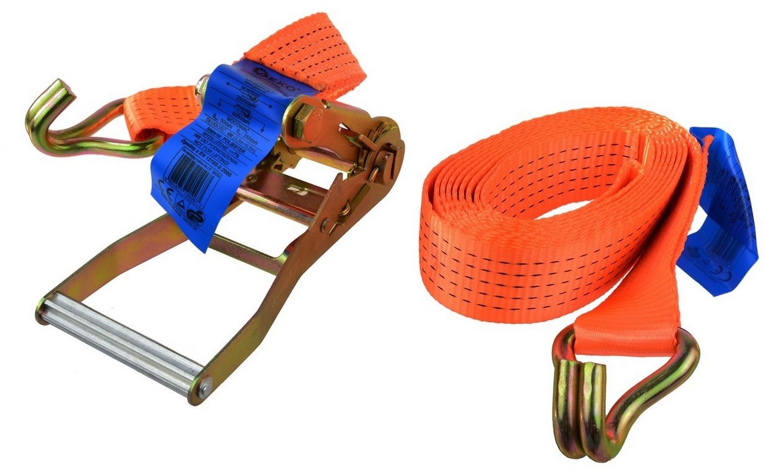 GEKO Popruh upínací s ERGO račňou a hákom, 4 m/5 t/50 mm Popruh
