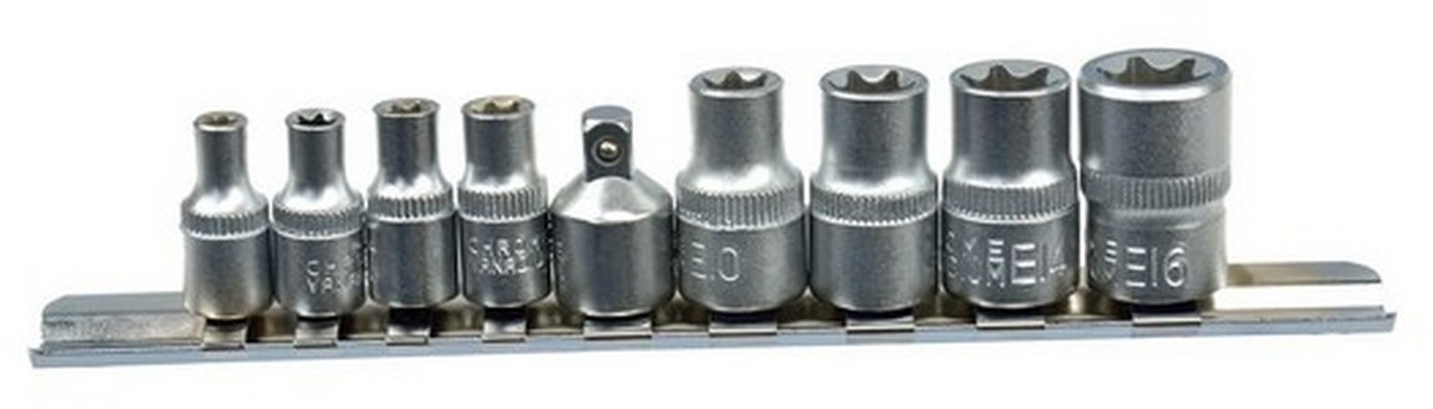 GEKO Súprava hlavíc torx, 9ks, 1/4" a 3/8" Sada nástrčných hlavíc