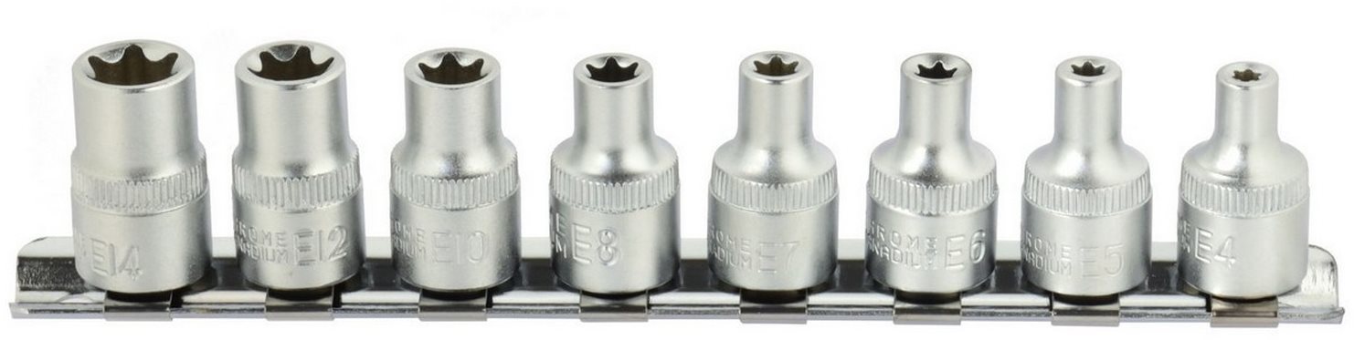 GEKO Hlavice nástrčné TORX 3/8", sada 7 ks, 4 – 14 mm, CrV Gola sada