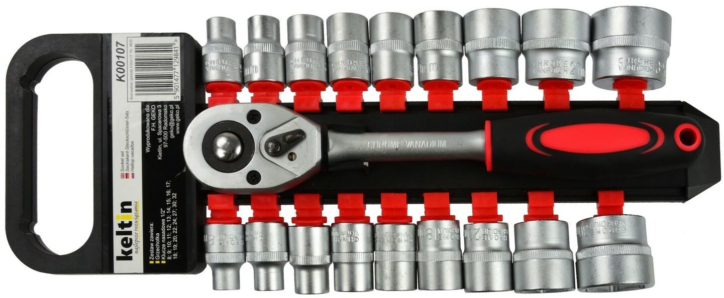 GEKO Račňa s hlavicami 1/2" 8 – 32 mm 19 ks Račňa