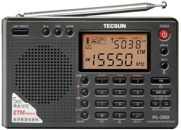 Tecsun PL-380 prehľadový prijímač Vysielačka