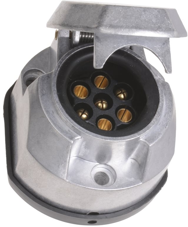 ACI Zásuvka 7 pin 12 V hliník + tesnenie Zásuvka ťažného zariadenia