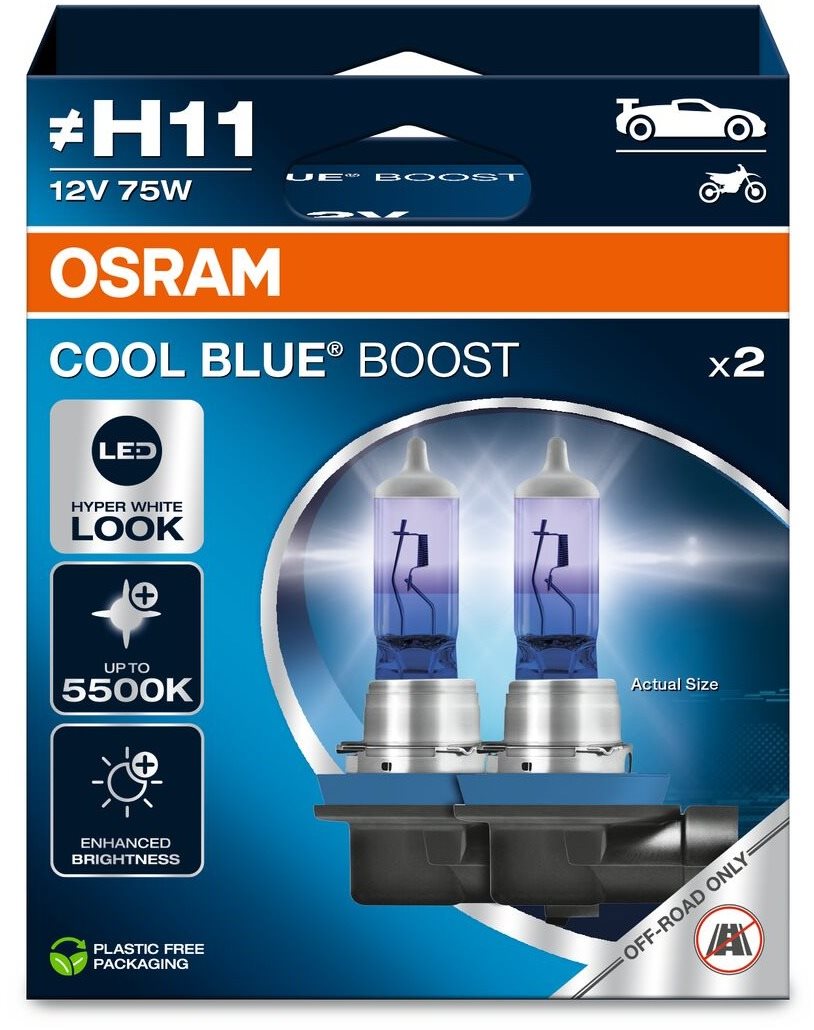 OSRAM Cool Blue Boost "H11",12V, 75W, PGJ19-2 Duobox Autóizzó