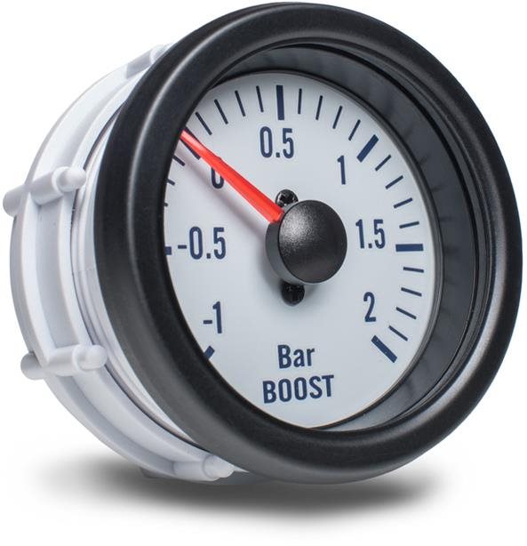 Auto Gauge – ukazovateľ tlaku turba, biely Prídavný budík do auta