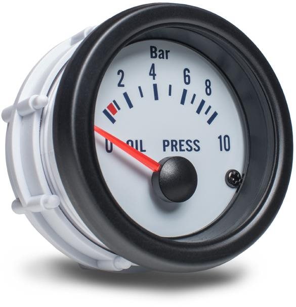 Auto Gauge – ukazovateľ tlaku oleja, biely Prídavný budík do auta