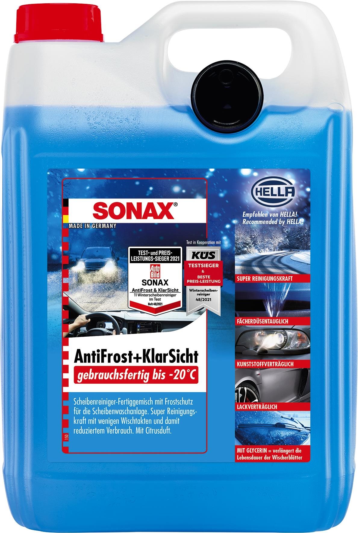 SONAX Zimná kvapalina do ostrekovačov do -20 °C – 5 l Voda do...