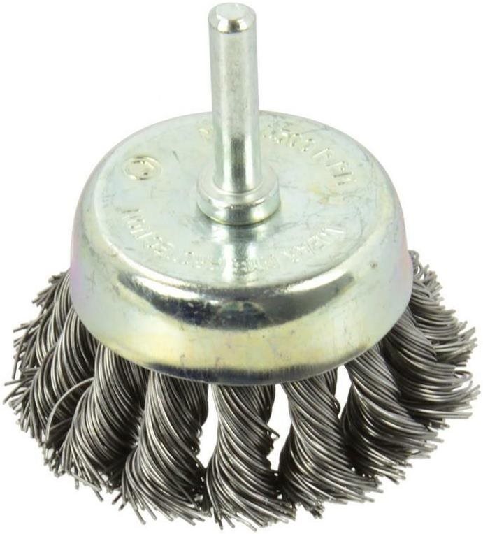 GEKO rotačná kefa hrnčeková vrkôčiková 65 mm stopka 6 mm Brúsna kefa