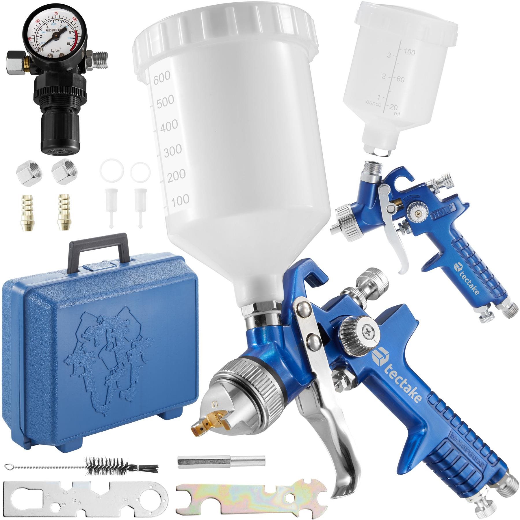 Tectake striekacia pištoľ lakovacia HVLP 1,0 mm / 1,7 mm modrá...