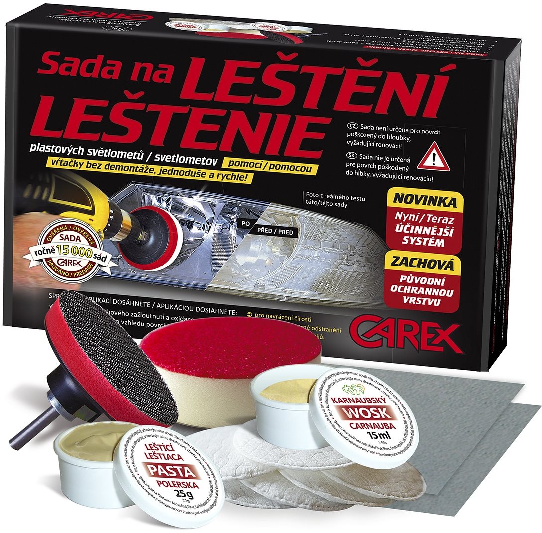 Carex - sada na leštenie svetlometov Sada na renováciu svetlometov
