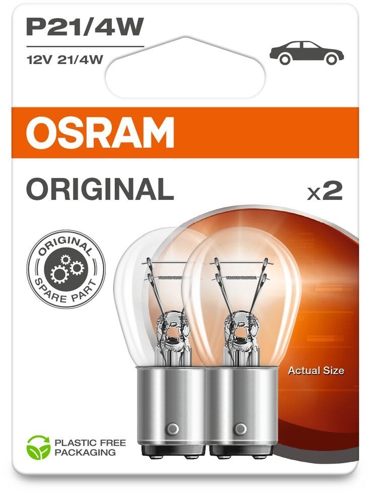 Osram Original P21/4 W, 12 V, 21/4 W, BAZ15d, 2 db Autóizzó