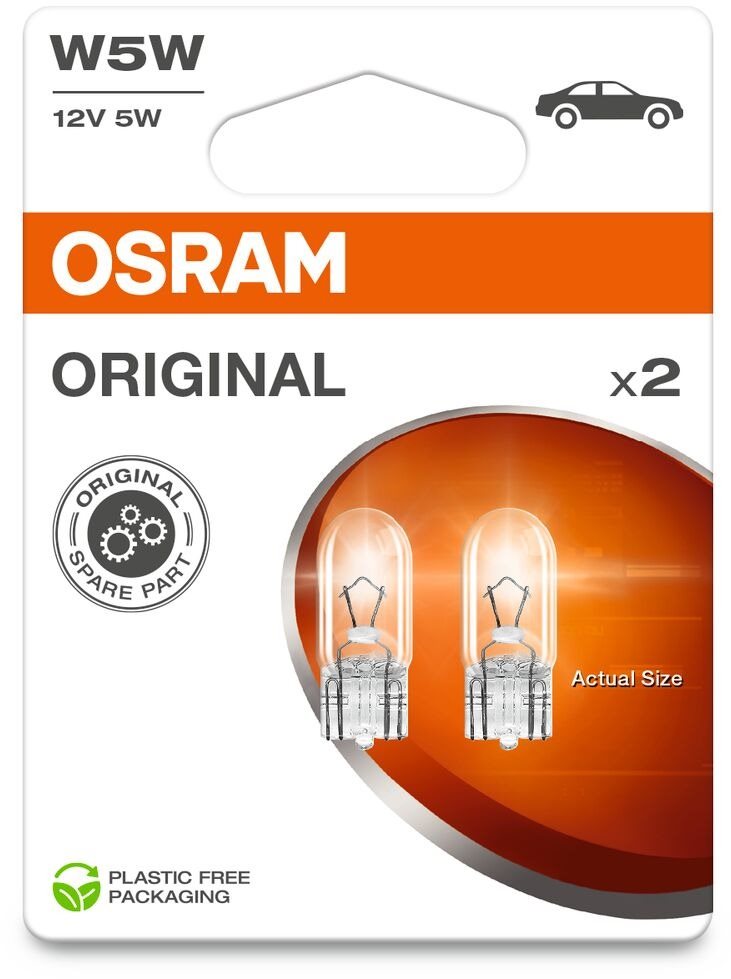Osram Originál W5 W, 12 V, 5 W, W2.1× 9.5d, 2 kusy v balení...