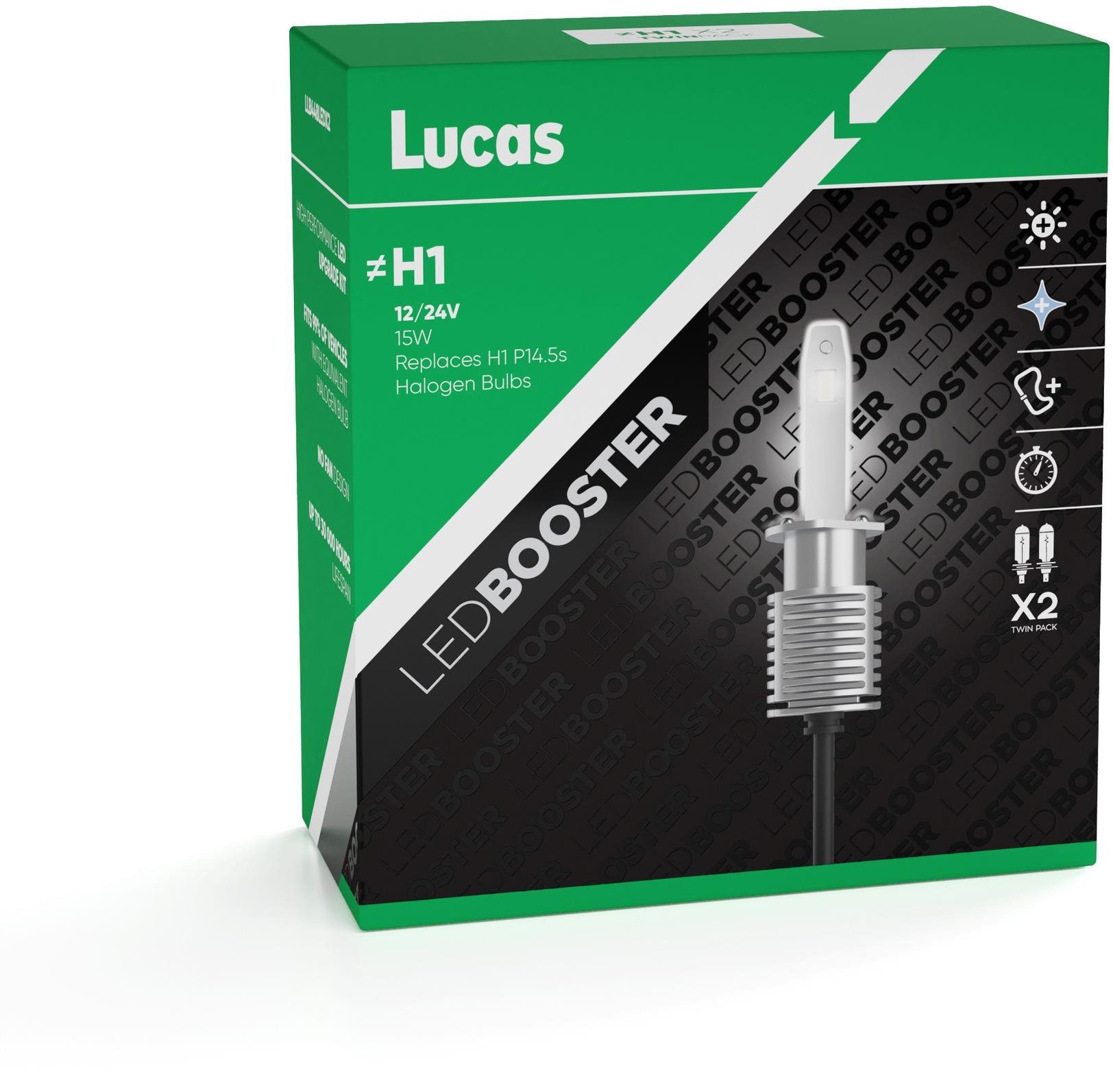 Lucas 12V H1 LED P14,5s, sada 2 ks LED autožiarovka