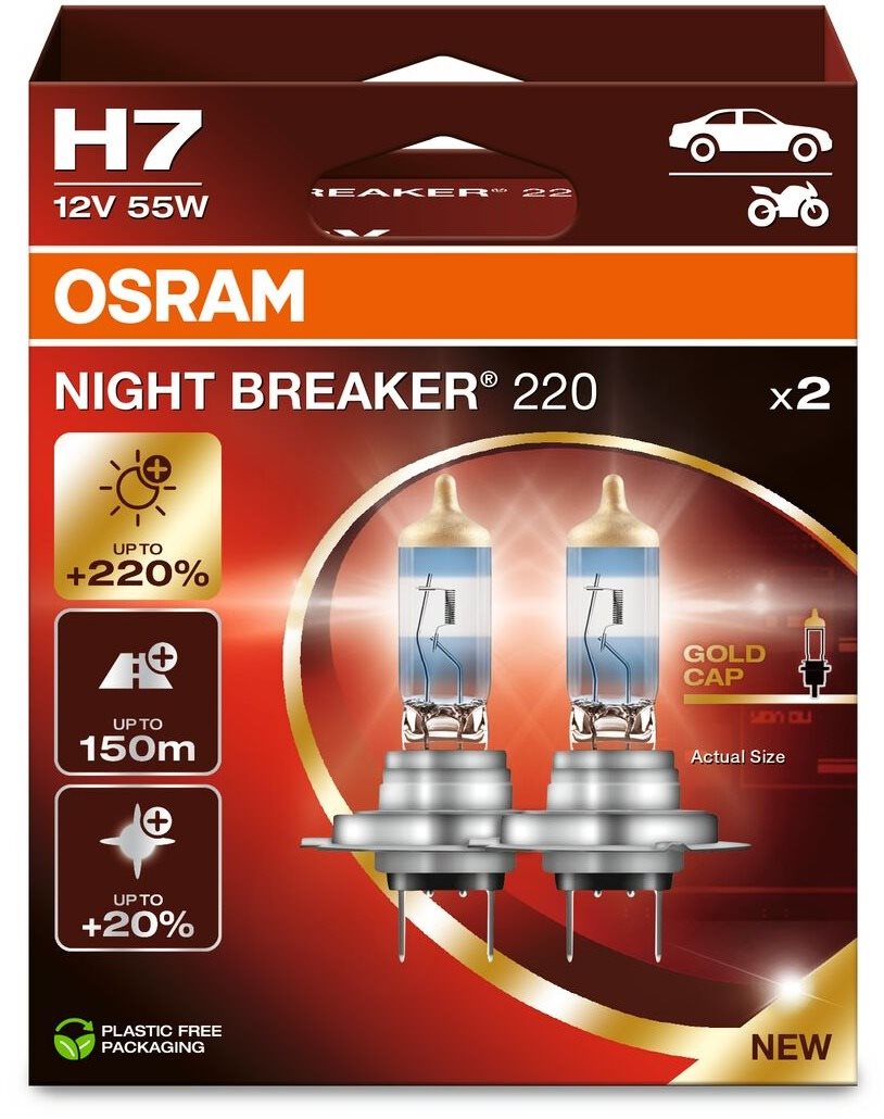 OSRAM H7 Night Breaker 220, +220%, Duo Box Autóizzó