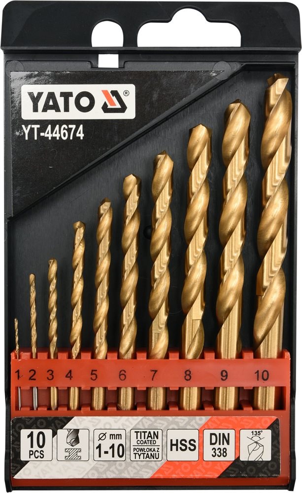 YATO Sada vrtákov do železa HSS-TiN 10 ks 1–10 mm Sada vrtákov do...