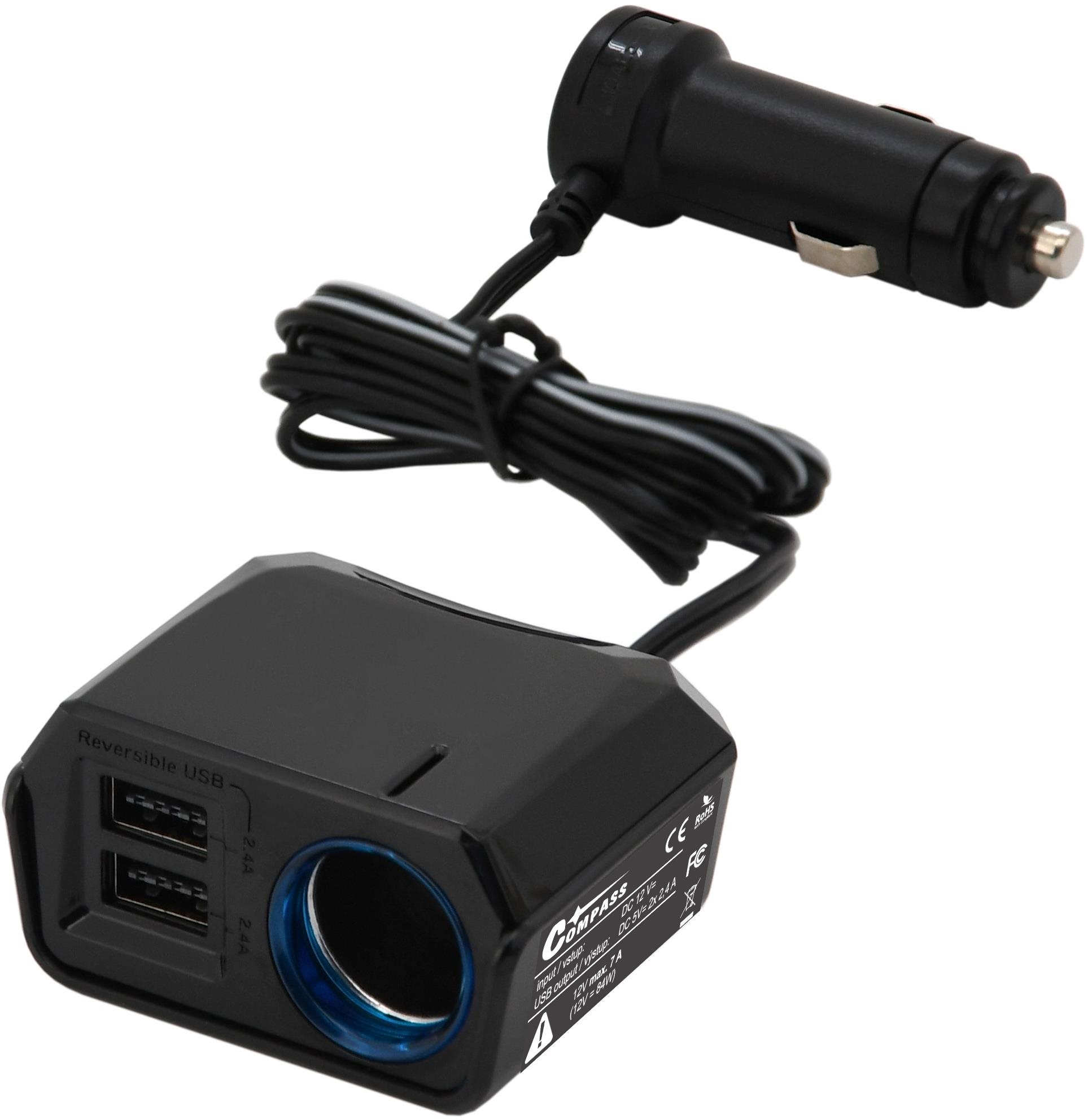 Adaptér s káblom 12 V + 2× USB 2400 mA SELECT Univerzálny napájací...