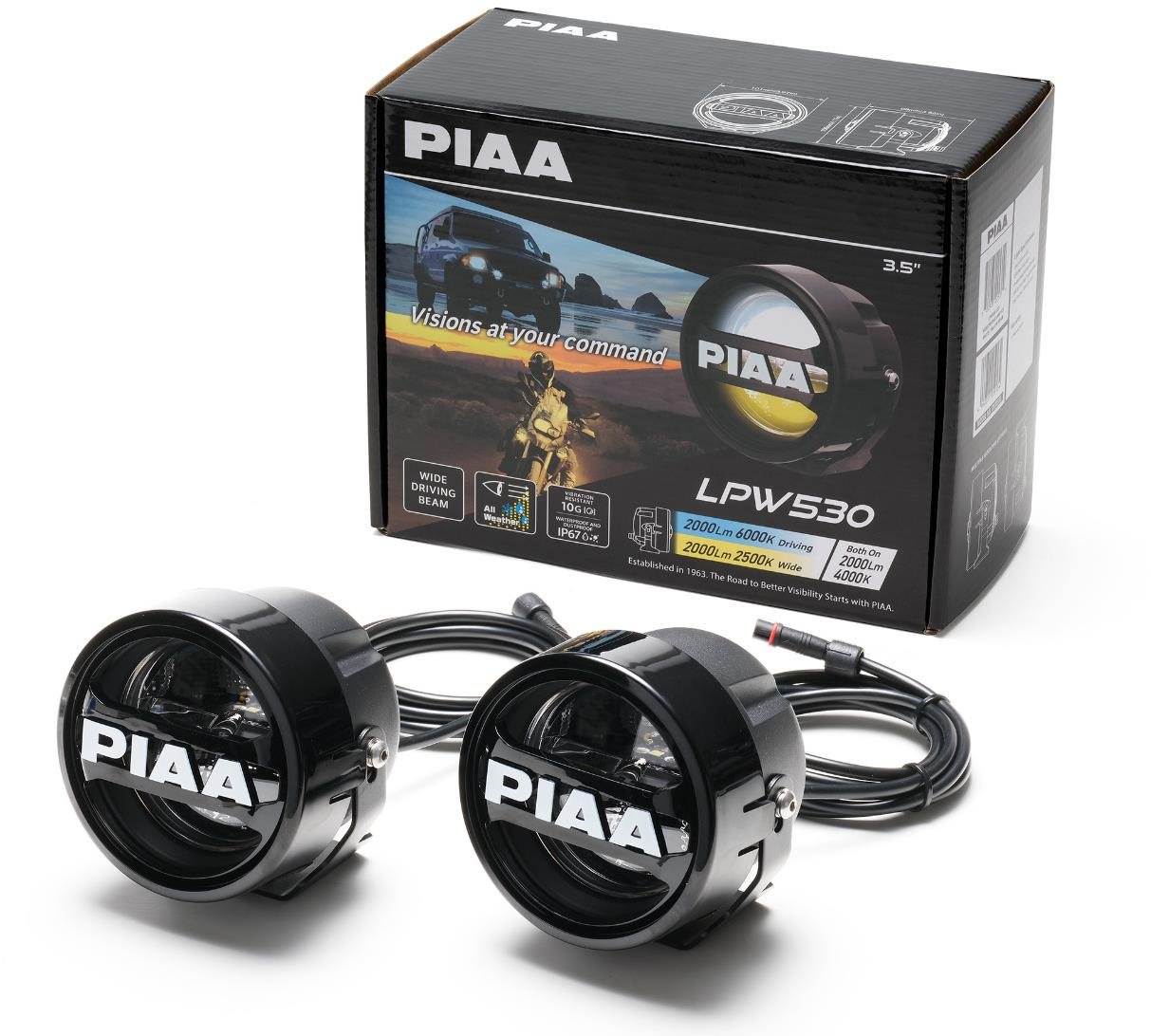 PIAA LPW530 prídavné biele/žlté (prepínacie) diaľkové okrúhle LED...