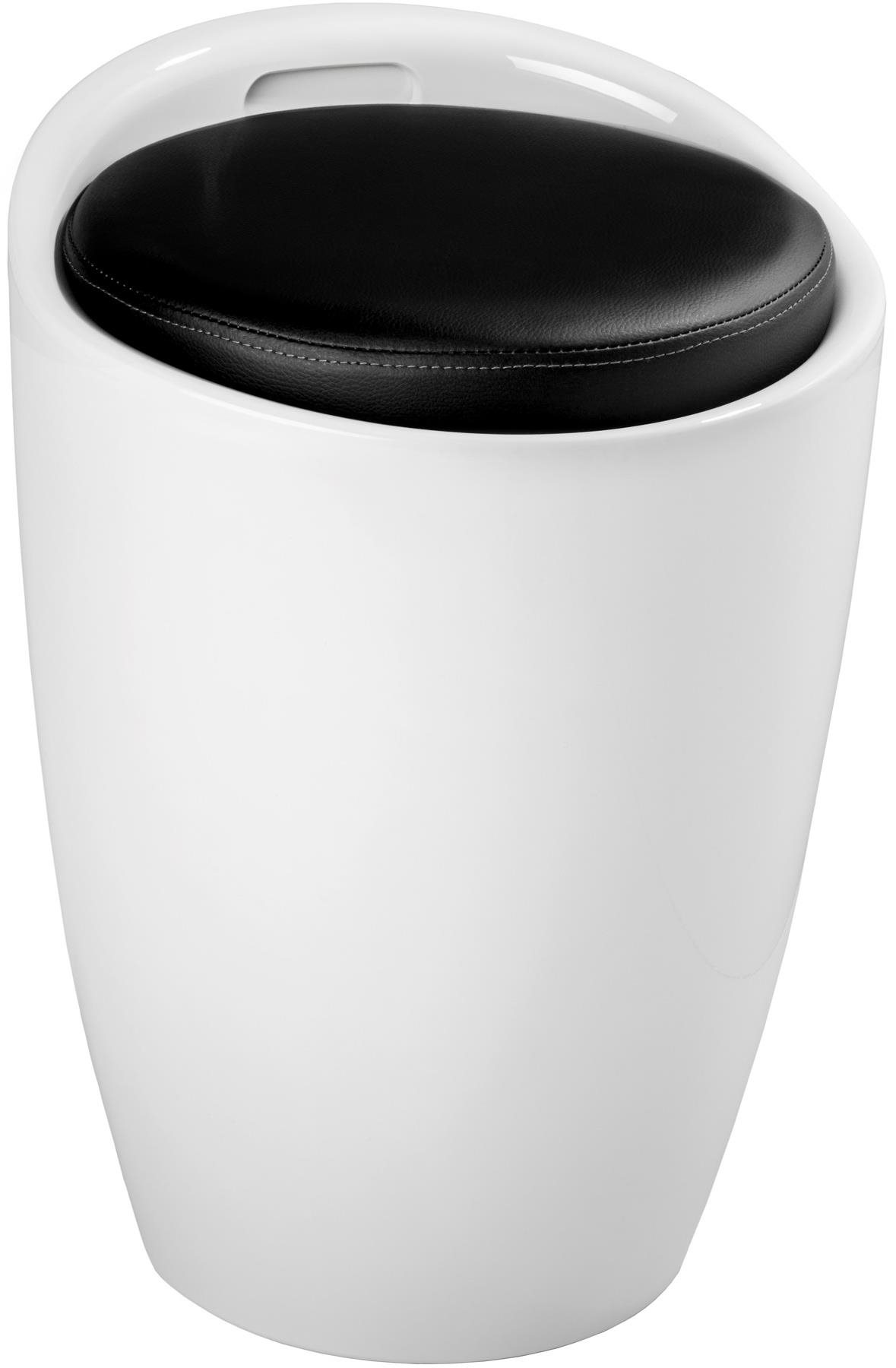 Úložný taburet kúpeľňový, čierny/biely Taburetka