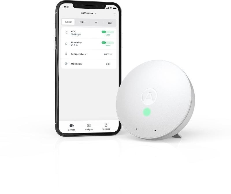 Airthings Wave mini - Sensor für Luftqualität, Luftfeuchtigkeit,...