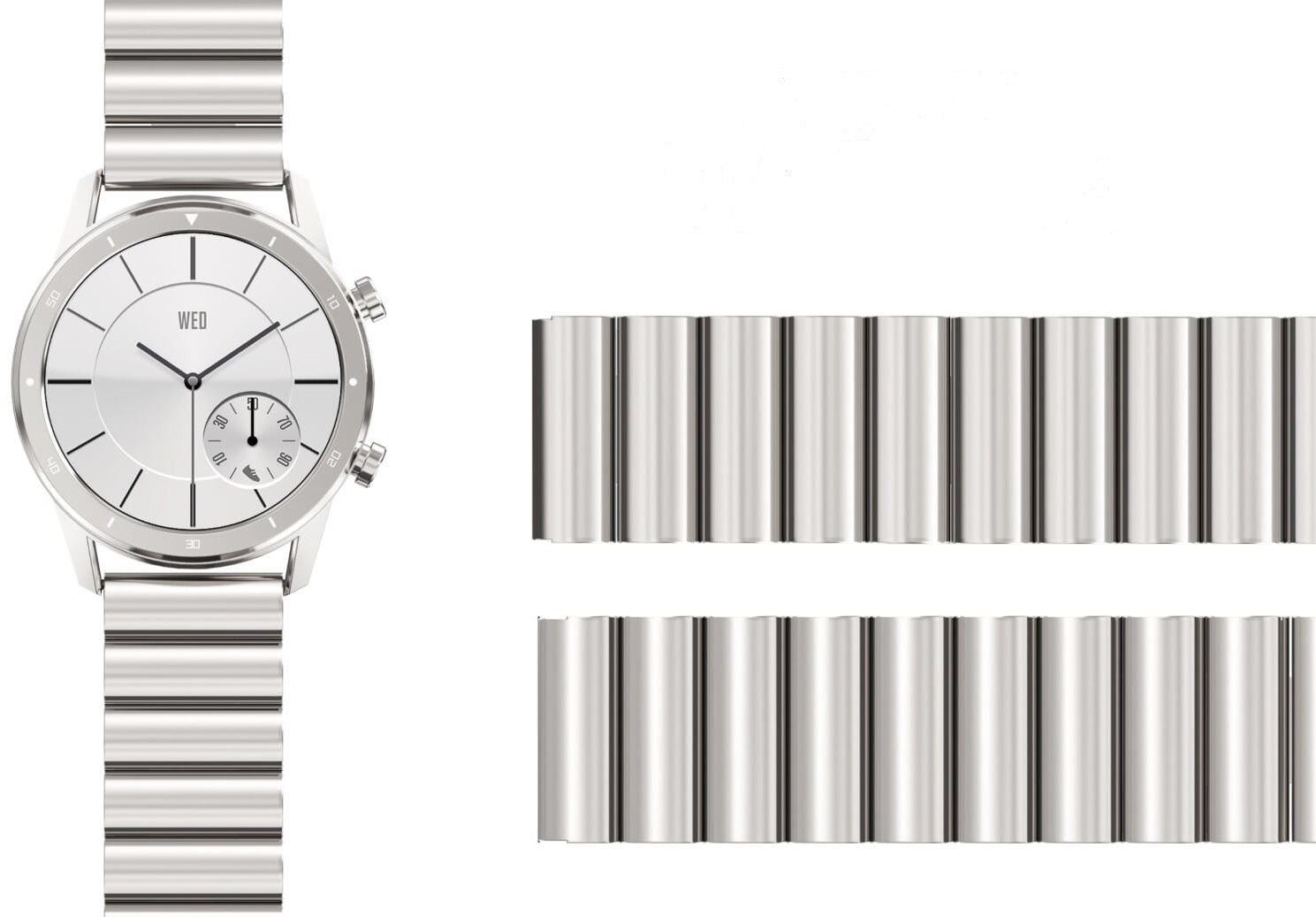 Montre en alligator 22 mm bracelet métallique argent Bracelet montre