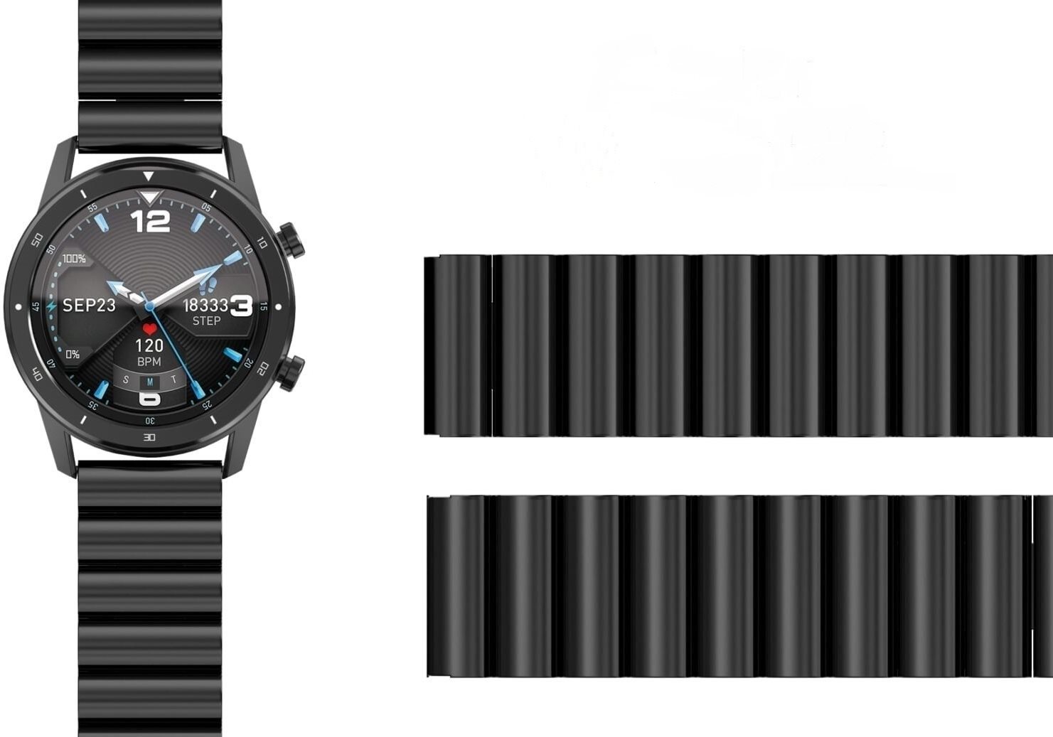 Aligator Watch 22 mm kovový remienok čierny Remienok na hodinky
