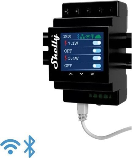 Shelly Pro 4PM, 4-szeres DIN sínes kapcsolómodul, LAN, WiFi és...