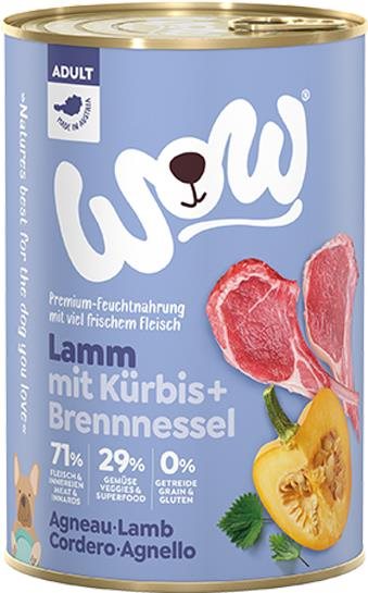 WOW Jahňacia s dyňou Adult 400g Konzerva pre psov
