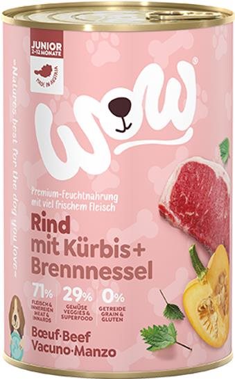 WOW Hovädzie s dyňou Junior 400g Konzerva pre psov