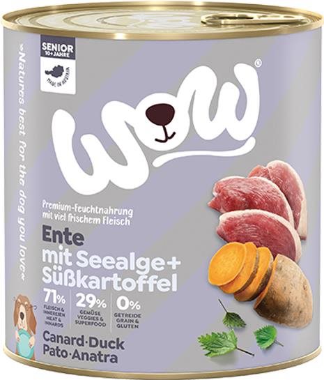 WOW Kačka s batatmi Senior 800g Konzerva pre psov