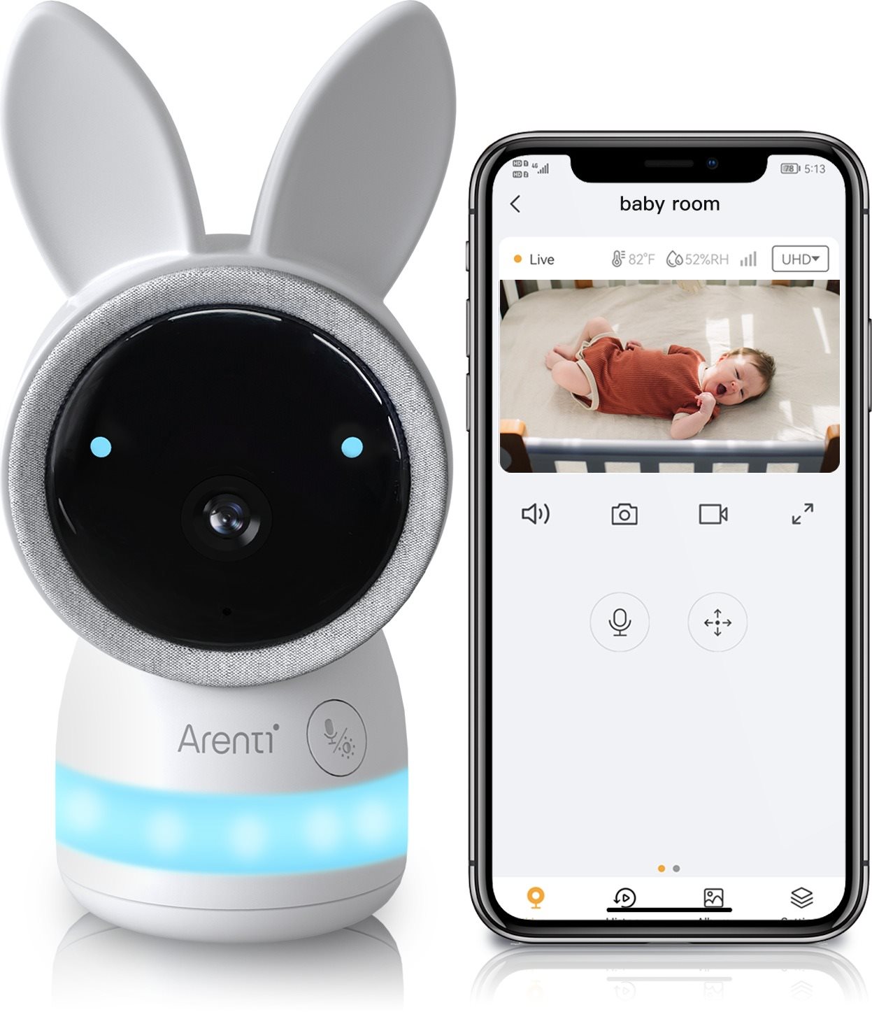 ARENTI 3MP/2K Wi-Fi Video Baby Monitor Überwachungskamera