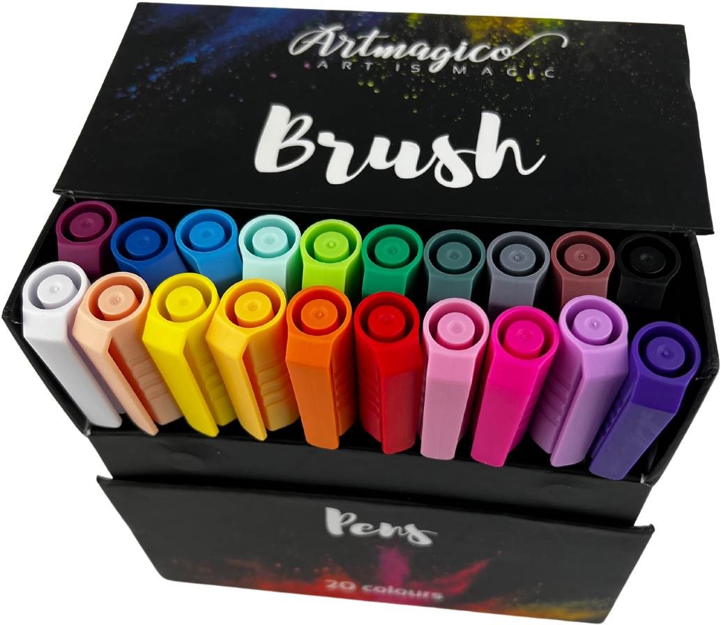 Artmagico Brush pens 20 ks základných farieb Popisovače